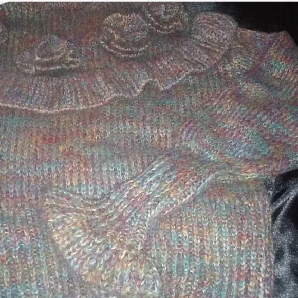 Zara Multicolor Cowl Neck Sweater with Ruffle Detailing - Picture 4 of 5